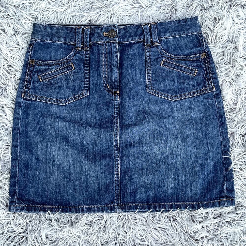Ann Taylor Denim Jean Mini Skirt Dark Wash 100% Cotton Dark Wash Womens 8